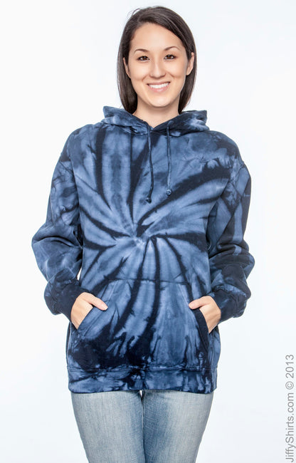 Unisex Tie-Dyed Pullover Hoodie - Spider Navy