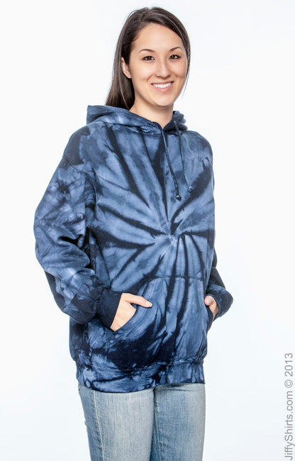 Unisex Tie-Dyed Pullover Hoodie - Spider Navy