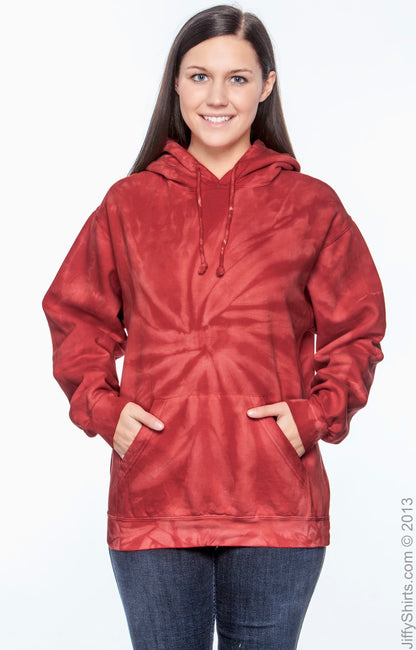 Unisex Tie-Dyed Pullover Hoodie - Spider Red
