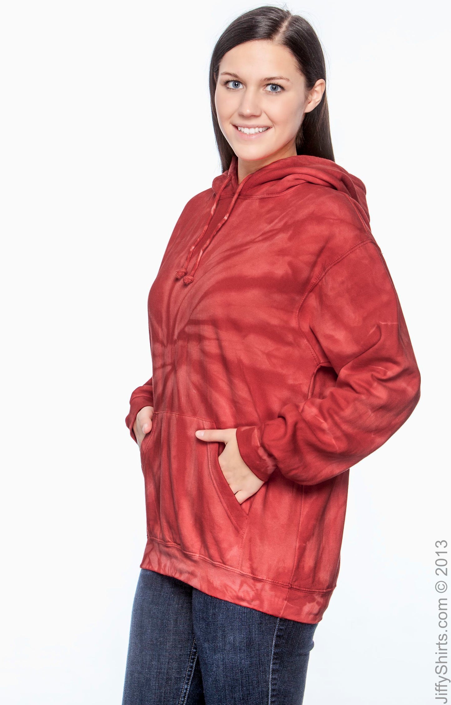 Unisex Tie-Dyed Pullover Hoodie - Spider Red