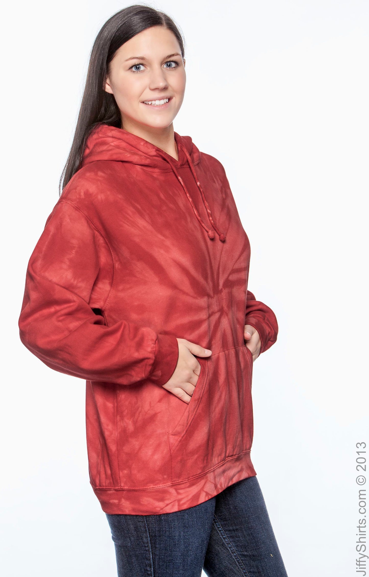 Unisex Tie-Dyed Pullover Hoodie - Spider Red