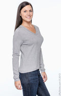Women's V-Neck Sweater - Gray Heather
