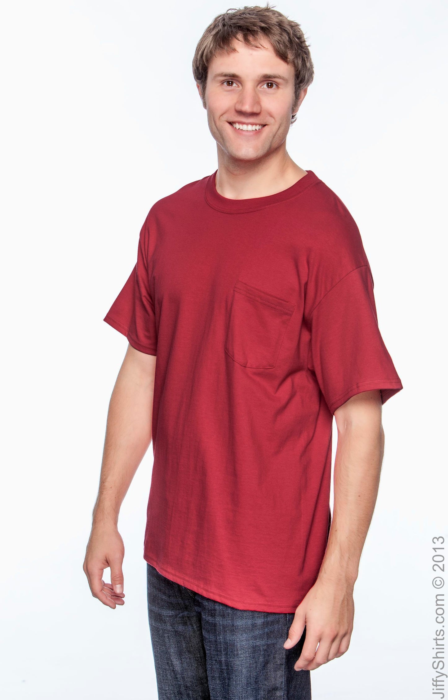 Beefy-T® Short Sleeve Pocket Tee - Deep Red