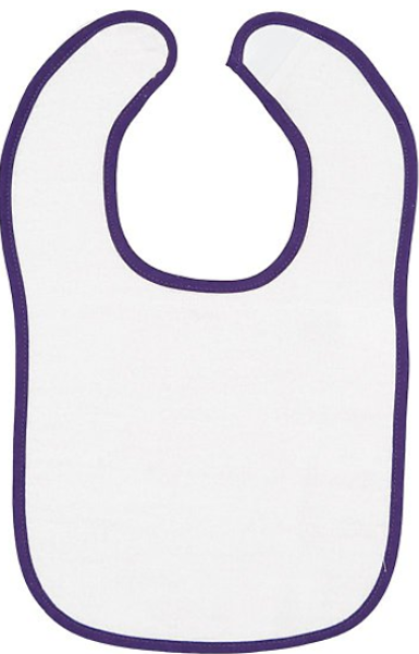 Infant Contrast Trim Terry Bib - White / Purple