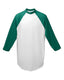 Augusta Sportswear 4421 - Youth Three-Quarter Sleeve Baseball Jersey - White / Dark Green