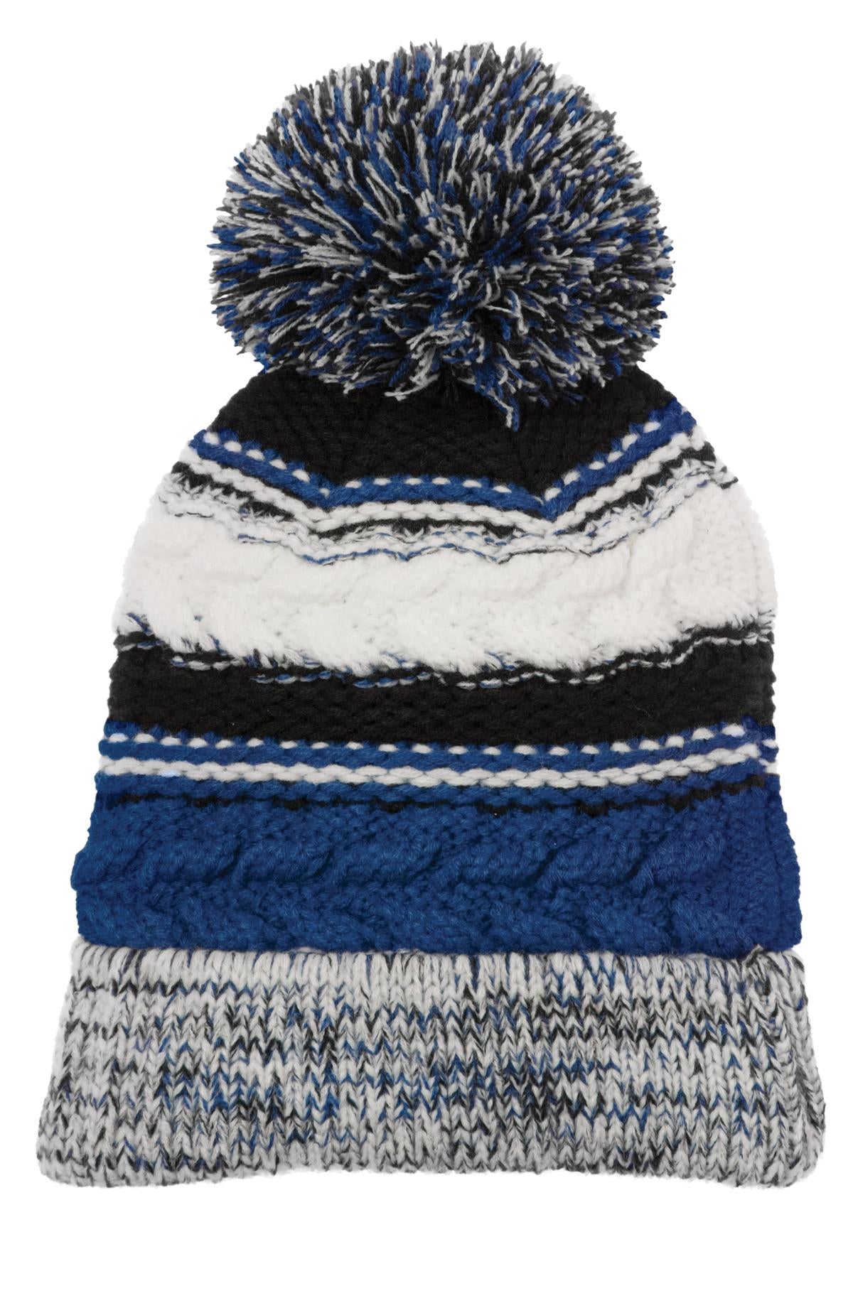 Pom Pom Team Beanie - True Royal / Black / White