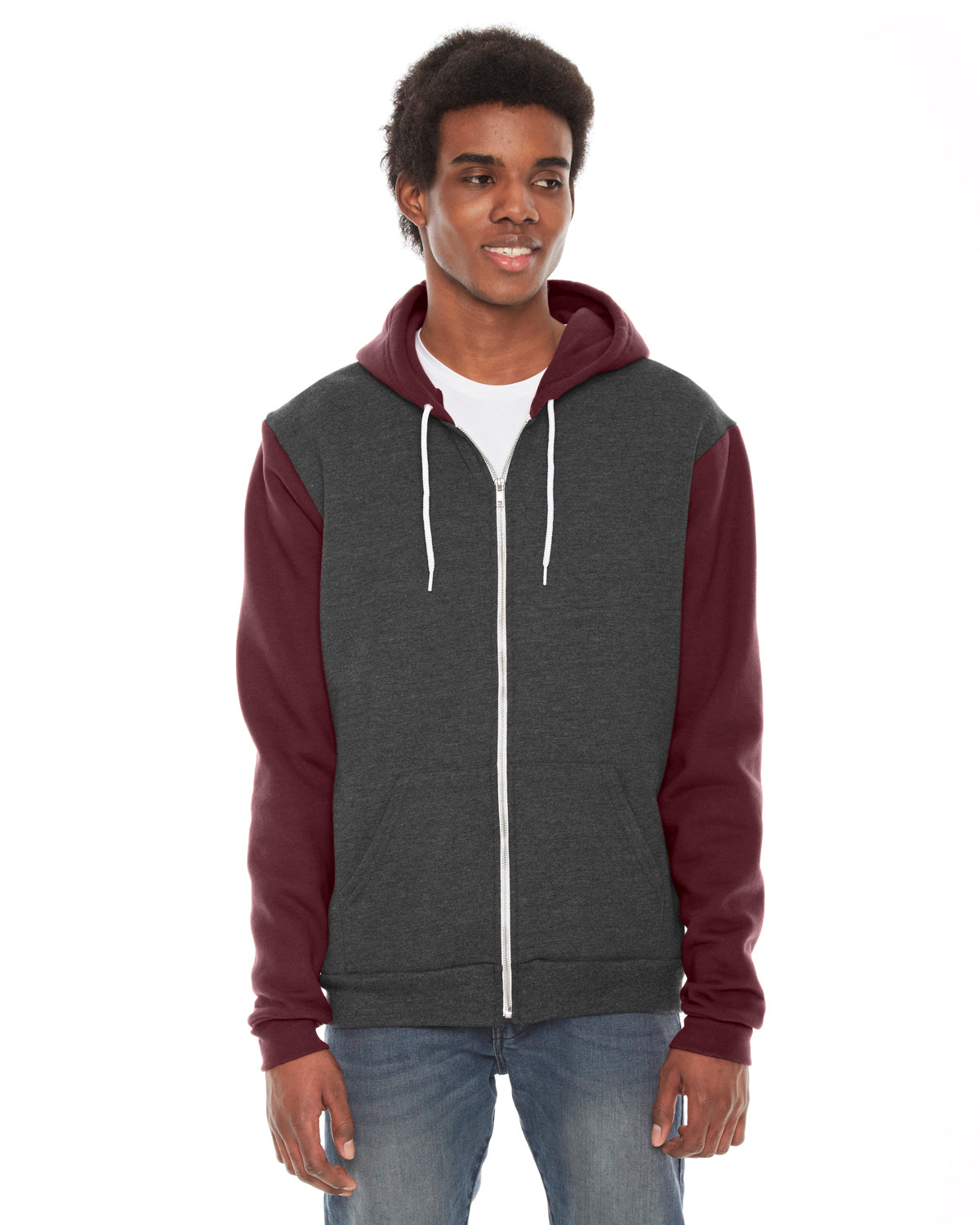 Unisex Flex Fleece Zip Hoodie - Dark Heather Gray / Trff