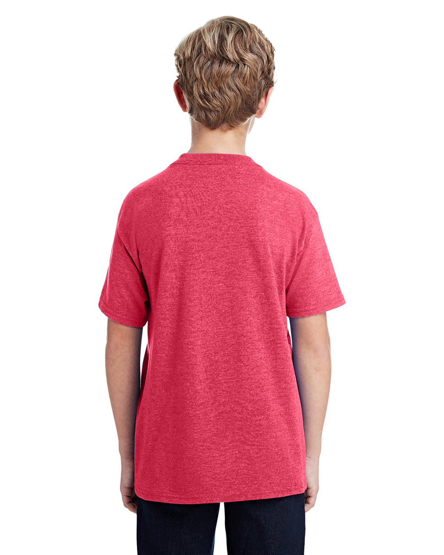 Youth 50/50 T-Shirt - Heather Sport Scarlet Red