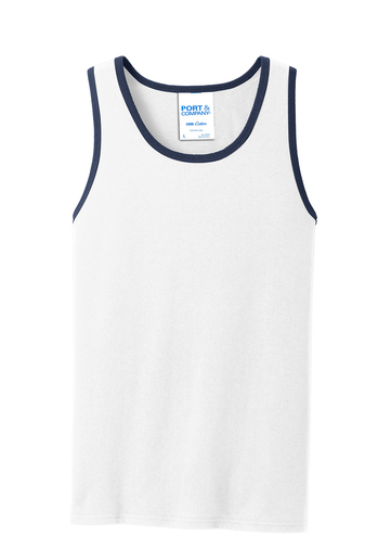 Unisex Core Cotton Tank Top - White / Navy