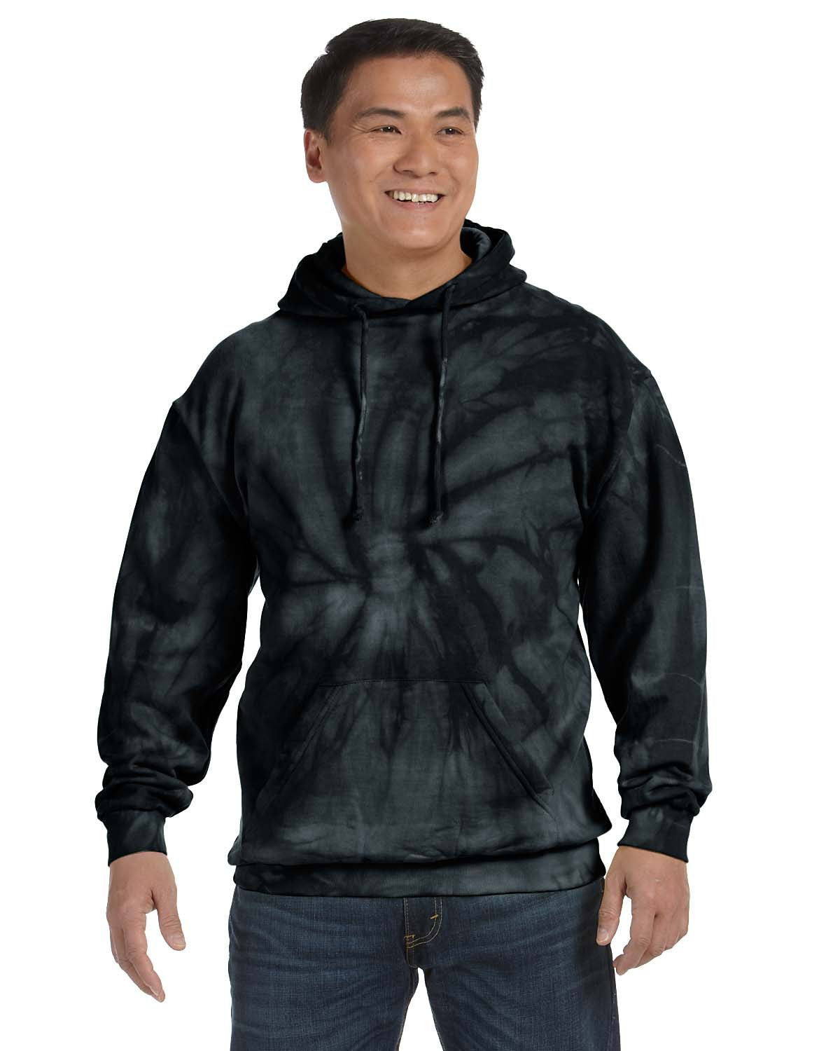 Unisex Tie-Dyed Pullover Hoodie - Spider Black