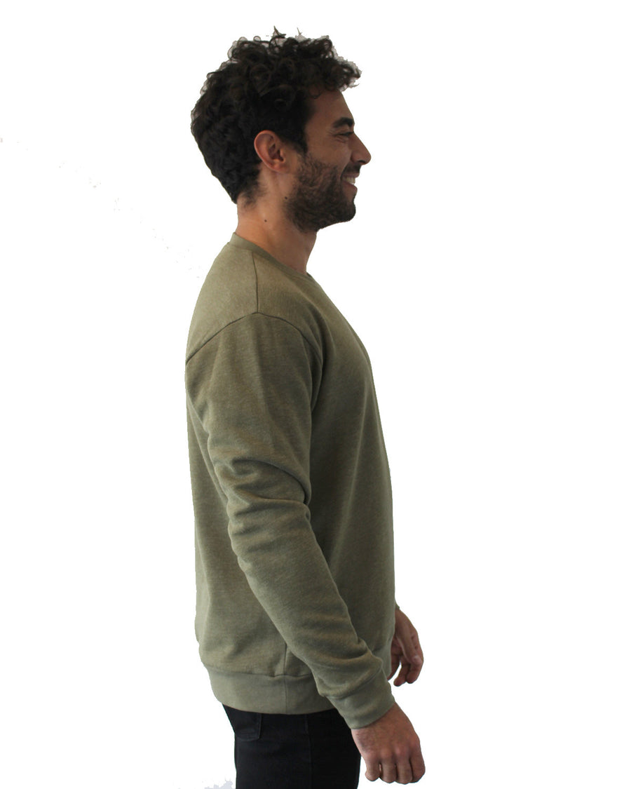 Unisex PCH Basic Pullover Crew - Heather Military Green