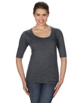 Women's Triblend Deep Scoop 1/2-Sleeve T-Shirt - Heather Dark Gray