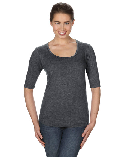 Women's Triblend Deep Scoop 1/2-Sleeve T-Shirt - Heather Dark Gray