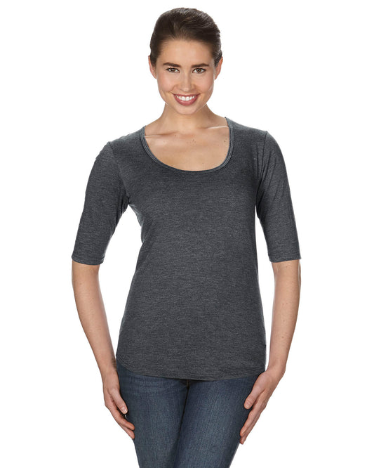Women's Triblend Deep Scoop 1/2-Sleeve T-Shirt - Heather Dark Gray