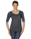Anvil 6756L - Women's Triblend Deep Scoop 1/2-Sleeve T-Shirt - Heather Dark Gray