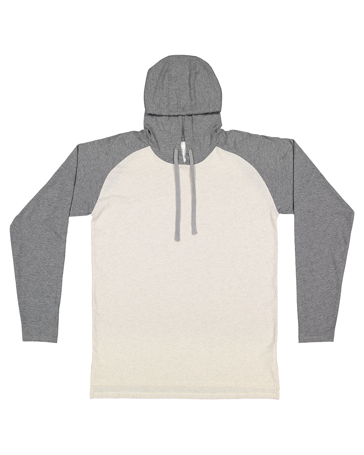 Men's Hooded Raglan Long Sleeve Fine Jersey T-Shirt - Nt Heather / Gray Heather / Tt