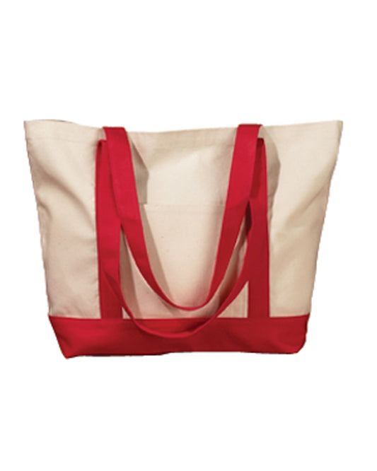 Canvas Boat Tote - Natural / Red