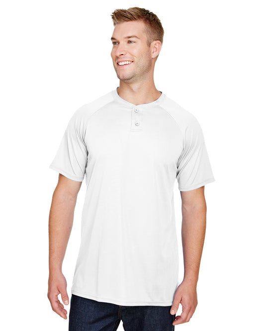 Unisex Attain 2-Button Baseball Jersey - White