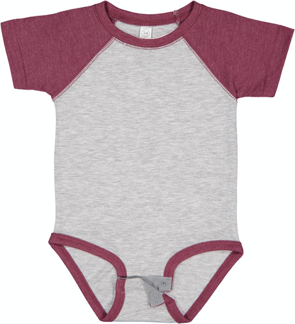 Infant Baseball Bodysuit - Vintage Heather / Vintage Burg