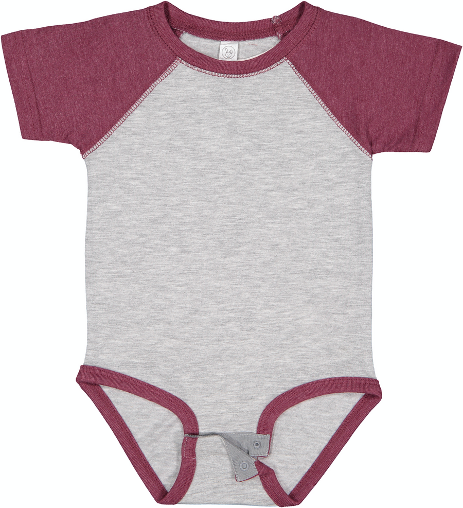 Infant Baseball Bodysuit - Vintage Heather / Vintage Burg
