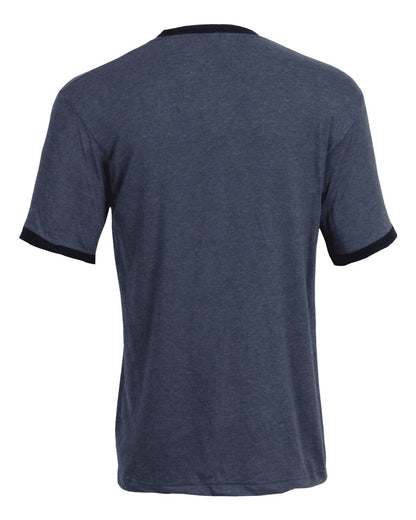 Unisex Fine Jersey Ringer Tee - Heather Denim/ Navy