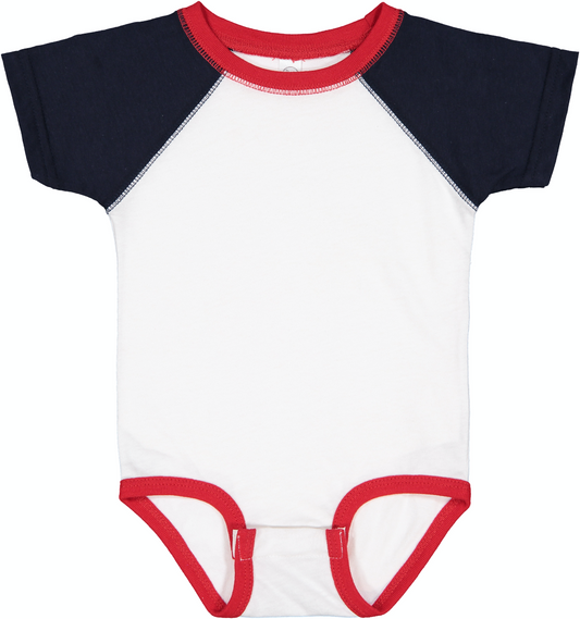 Infant Baseball Bodysuit - White / Navy / Red