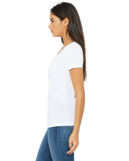 Ladies' Jersey Short-Sleeve Deep V-Neck T-Shirt - White