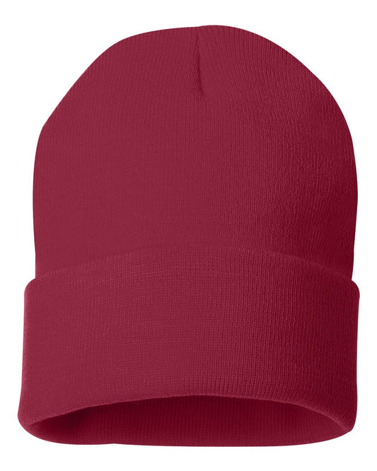 12" Solid Knit Beanie - Cardinal