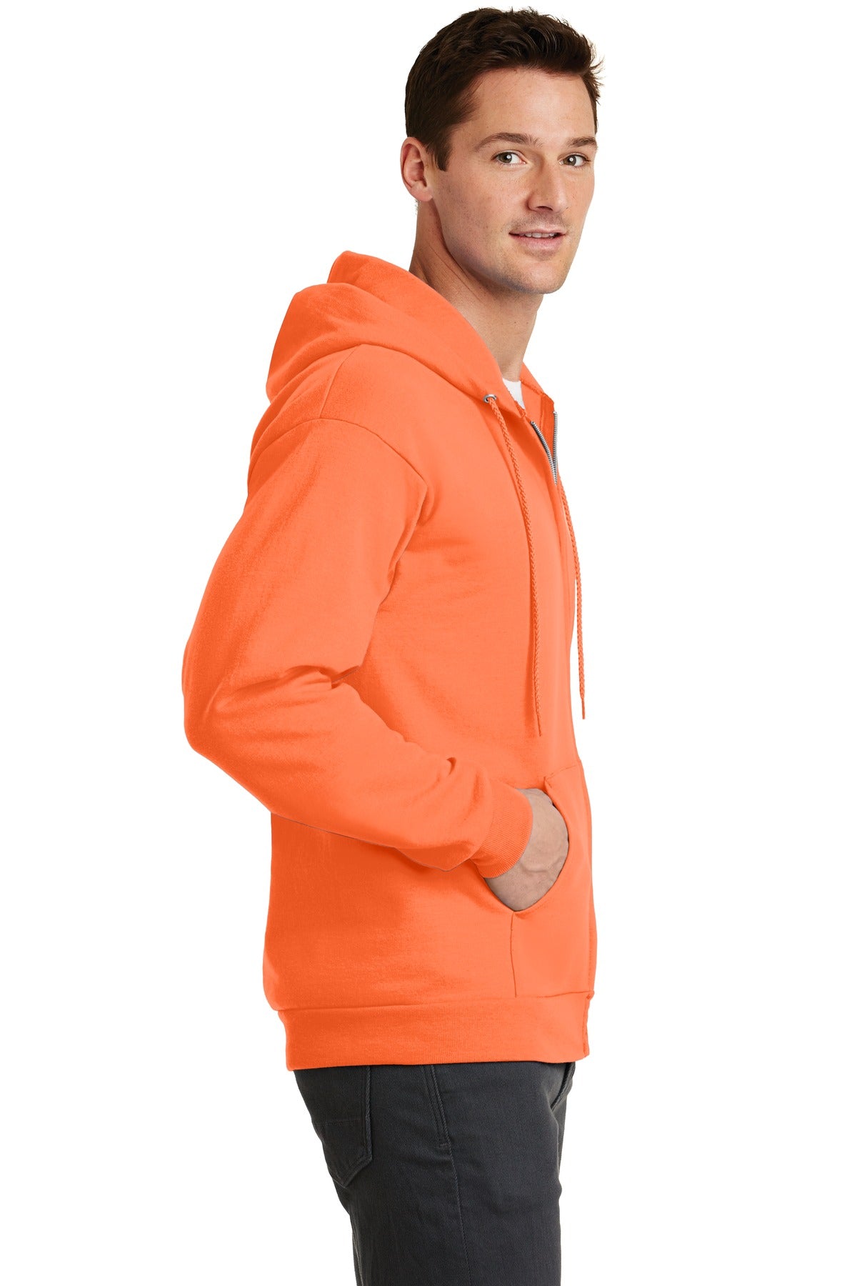 Unisex Core Fleece Full-Zip Hoodie - Neon Orange