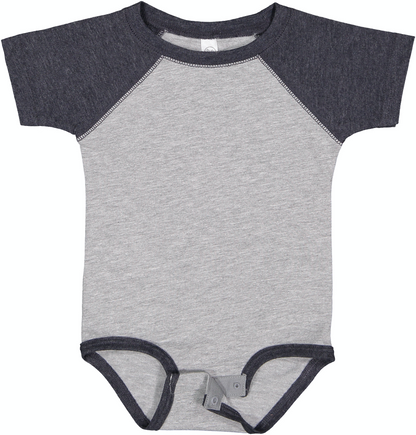 Infant Baseball Bodysuit - Vintage Heather / Vintage Navy