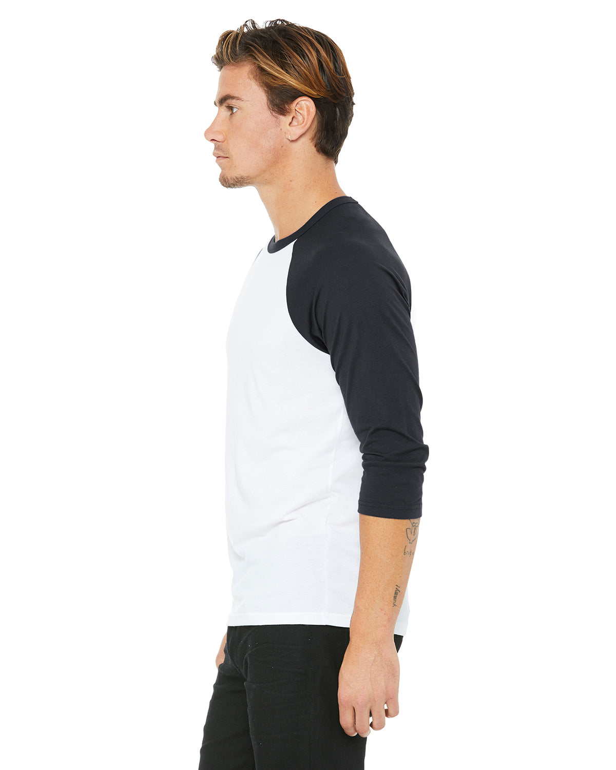 Unisex 3/4-Sleeve Baseball T-Shirt - White / Dark Gray