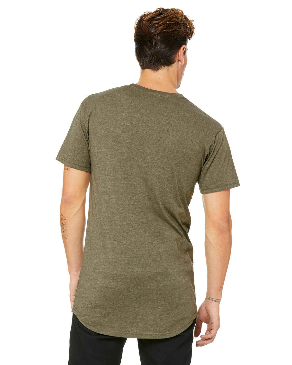 Men's Long Body Urban T-Shirt - Heather Olive