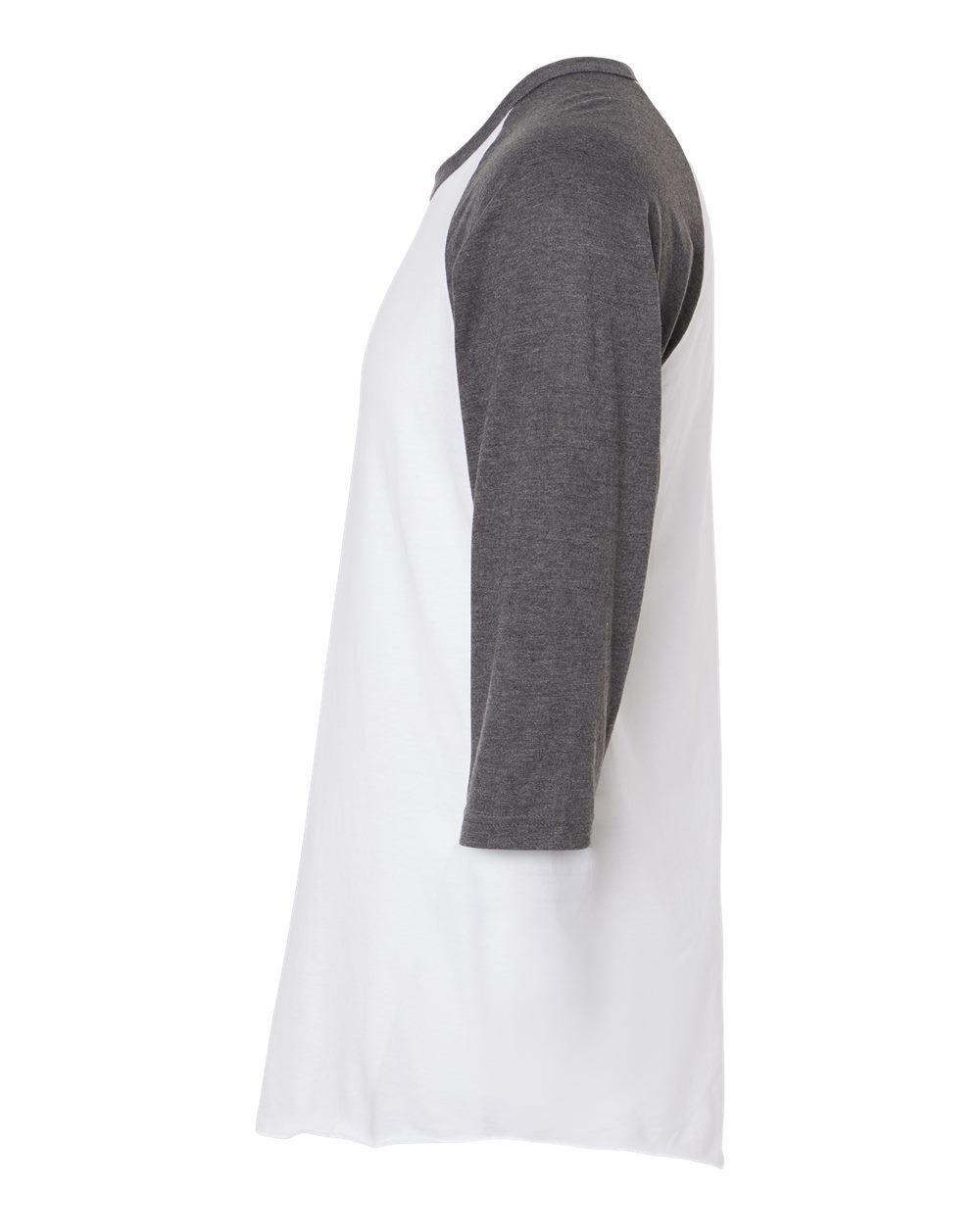 Unisex Fine Jersey Raglan Tee - White / Heather Charcoal