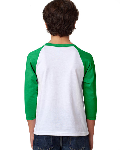 Youth CVC 3/4-Sleeve Raglan - Kelly / White