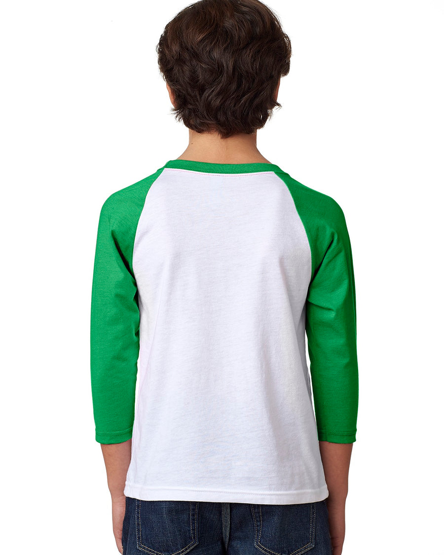 Youth CVC 3/4-Sleeve Raglan - Kelly / White