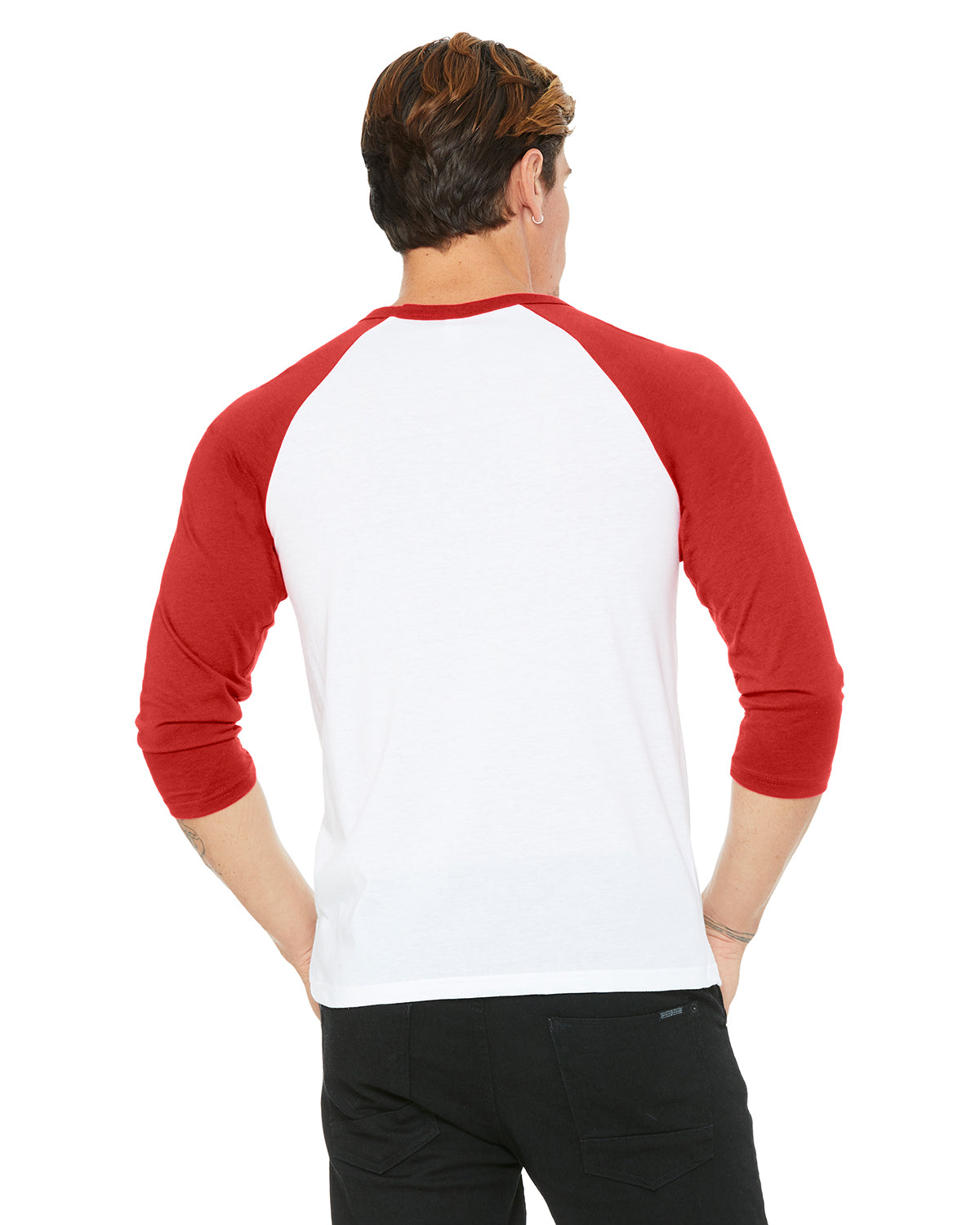 Unisex 3/4-Sleeve Baseball T-Shirt - White / Red