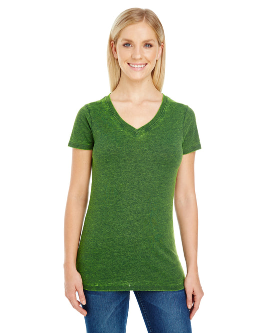 Women's Cross Dye Short-Sleeve V-Neck T-Shirt - Emerald