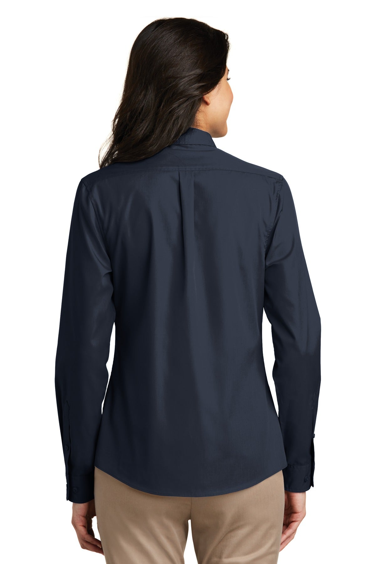 Women's Long Sleeve Carefree Poplin Shirt - River Blue Navy