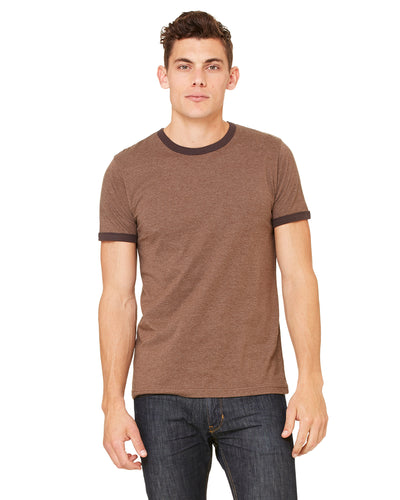 Men's Jersey Short-Sleeve Ringer T-Shirt - Heather Brown / Brown