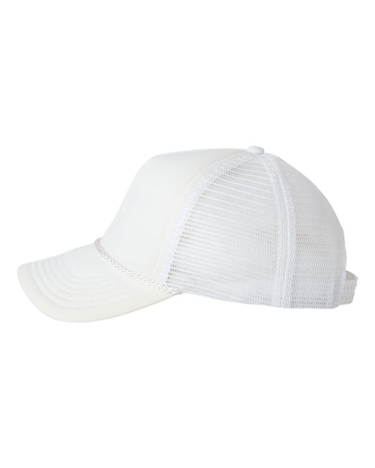 Foam Mesh-Back Trucker Cap - White / White