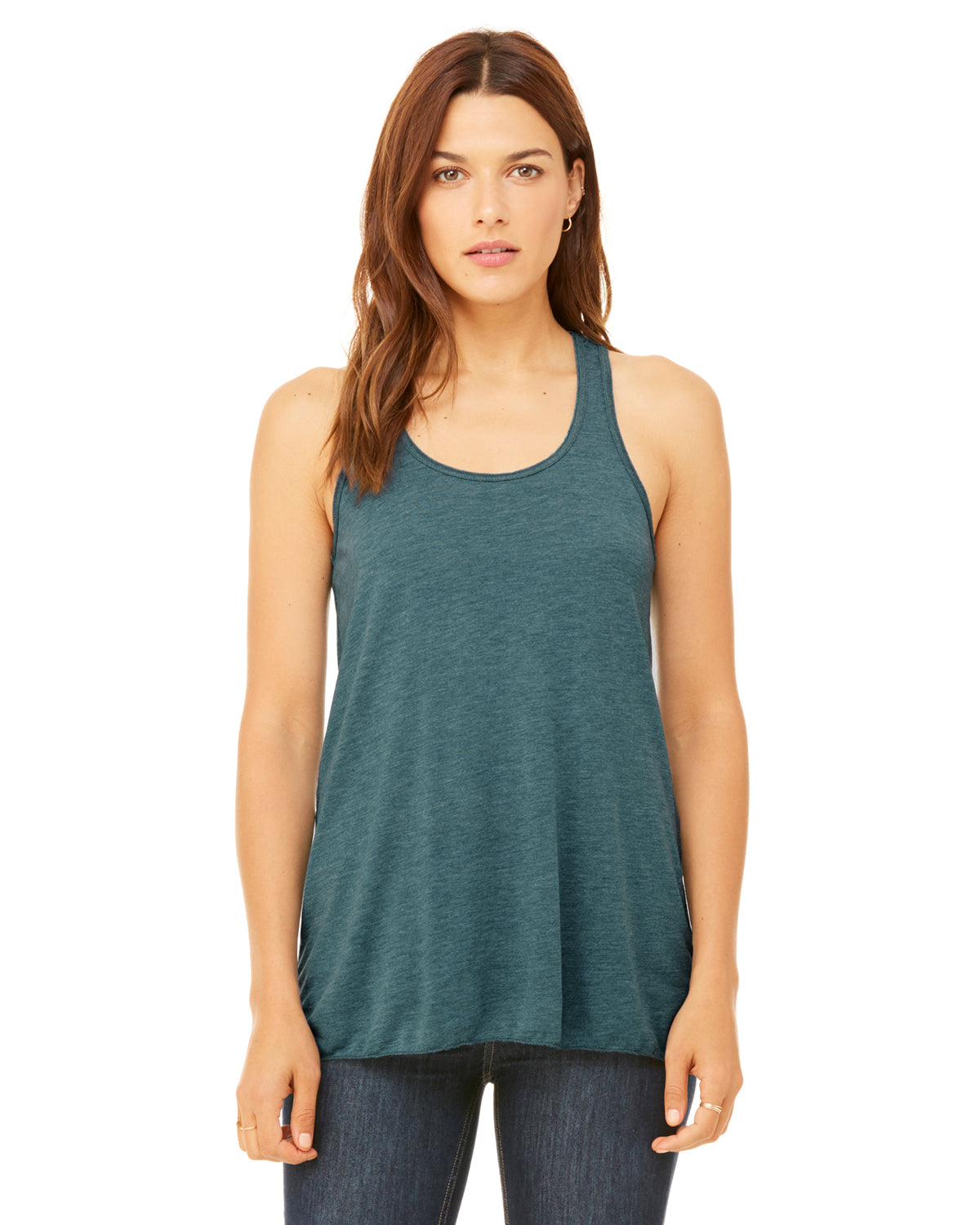 Women's Flowy Racerback Tank - Heather Deep Teal