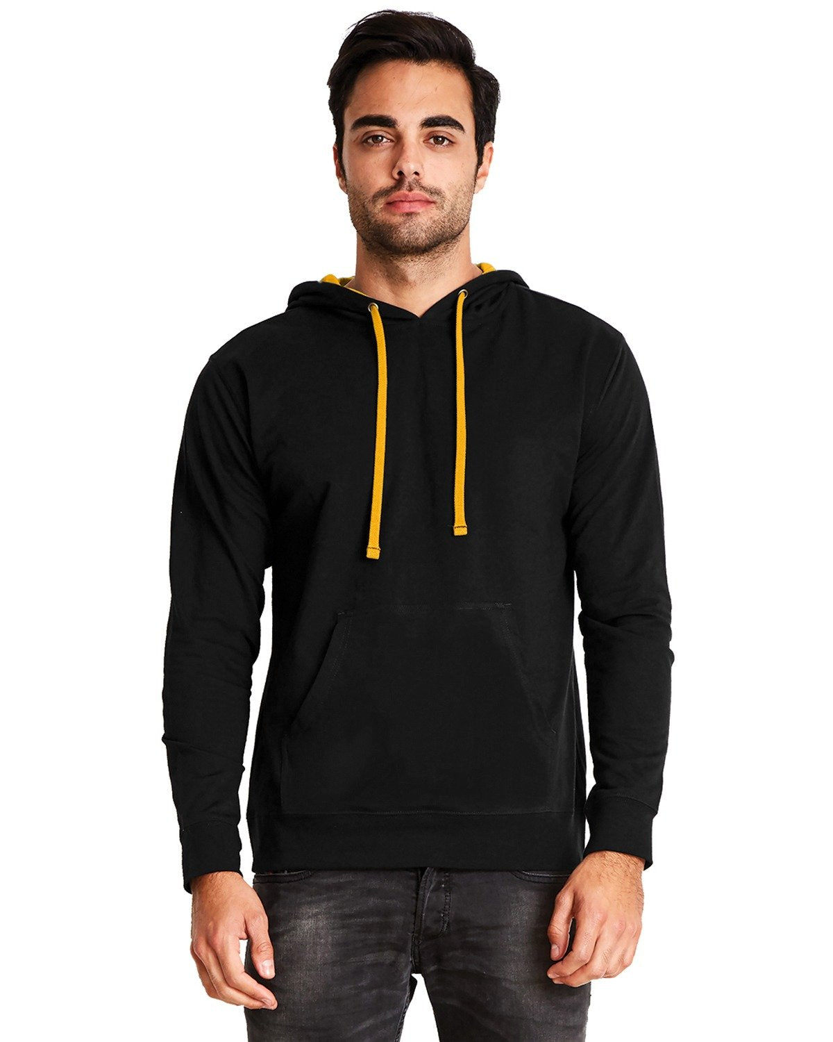 Unisex French Terry Pullover Hoodie - Black / Gold