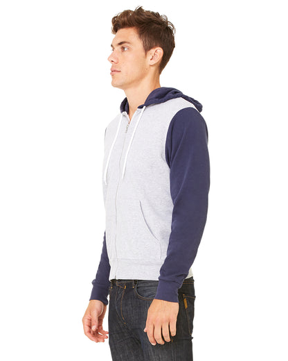 Unisex Poly-Cotton Sponge Fleece Full-Zip Hoodie - Heather Athletic / Navy