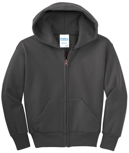 Youth Core Fleece Full-Zip Hoodie - Charcoal
