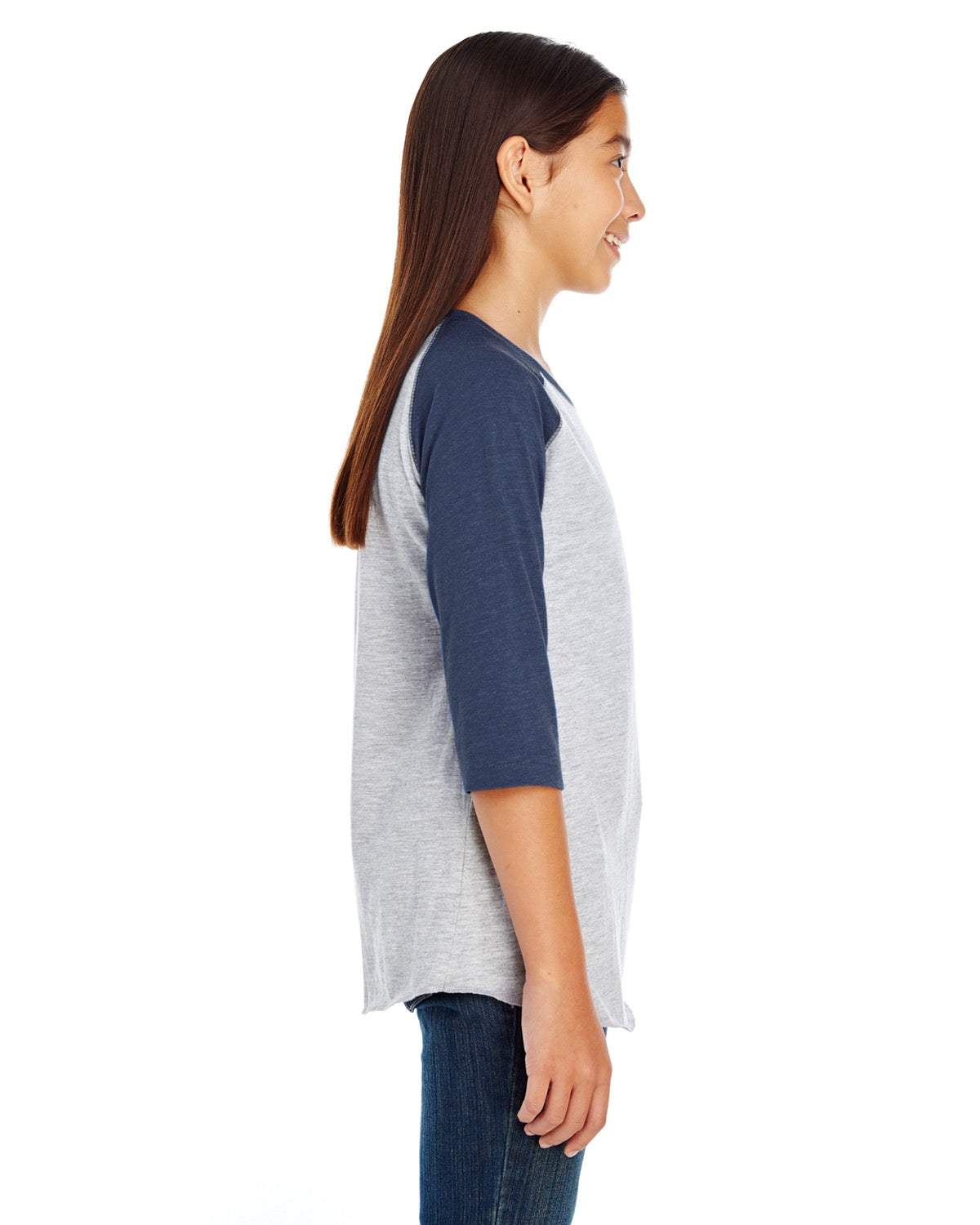 Youth Baseball T-Shirt - Vintage Heather / Vintage Navy