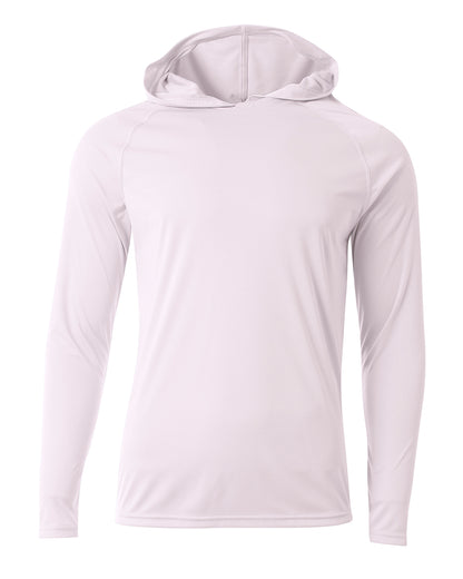 A4 Unisex Cooling Long Sleeve Hooded Tee - White