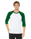 Bella + Canvas 3200 - Unisex 3/4-Sleeve Baseball T-Shirt - White / Kelly