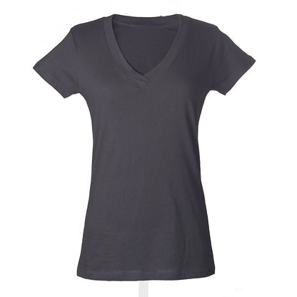 Women's Slim Fit Fine Jersey V-Neck - Charcoal