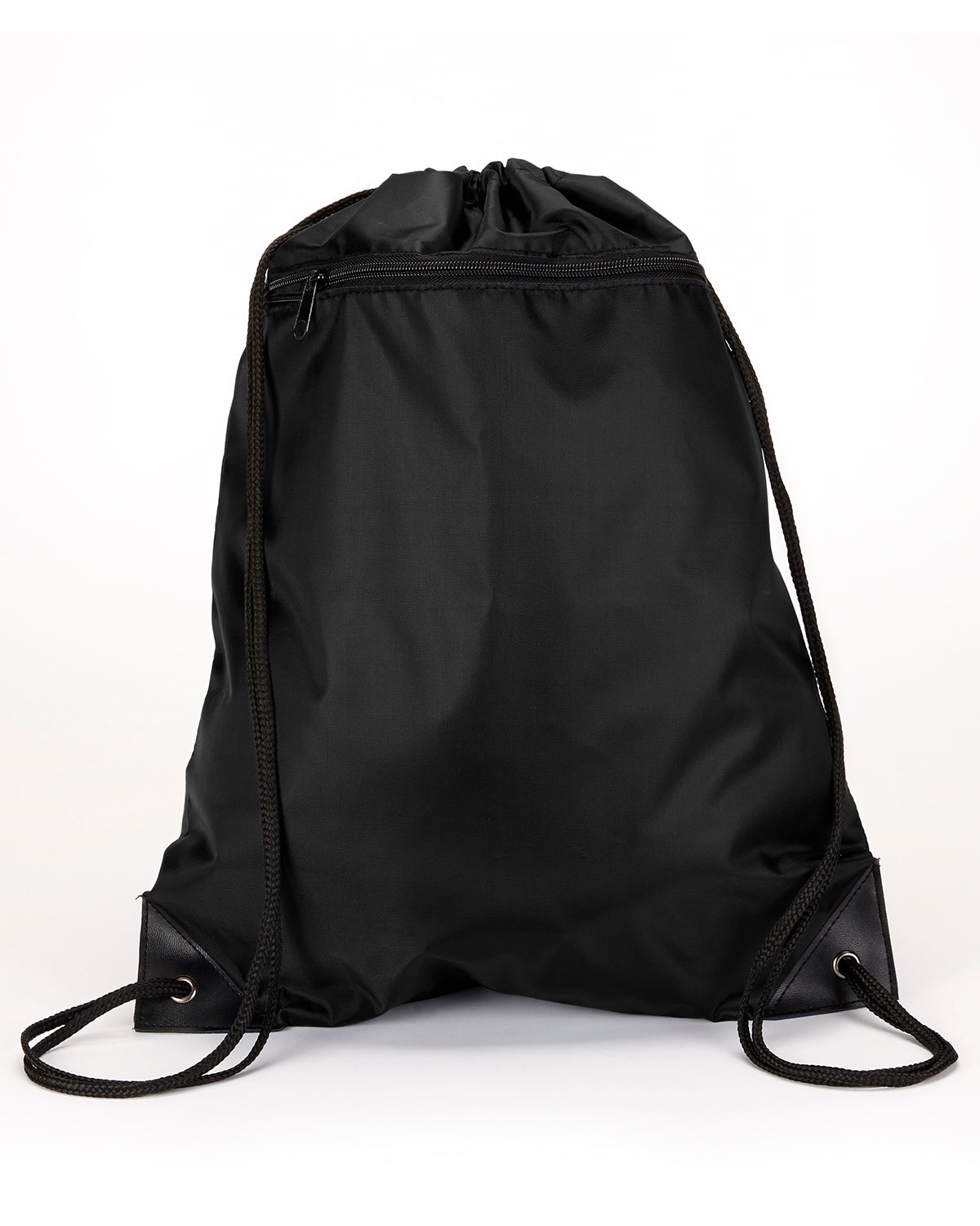 Zipper Drawstring Backpack - Black