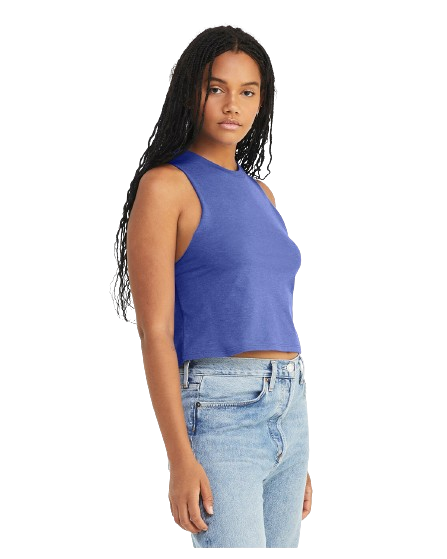Women's Racerback Cropped Tank - Heather True Royal